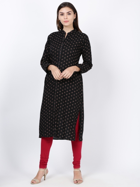 

Soch Women Black & Red Printed Pure Cotton Straight Kurta