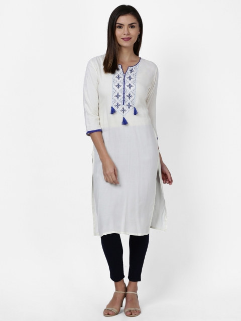 

Soch Women Off-White Solid Straight Kurta