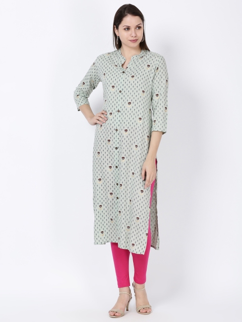 

Soch Women Green Printed Straight Kurta