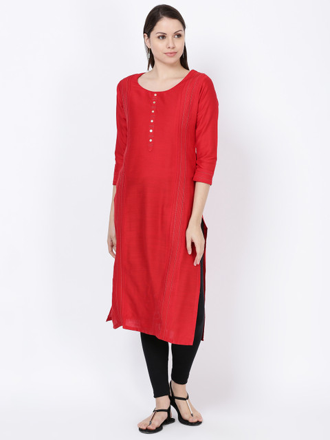 

Soch Women Red Solid Straight Kurta