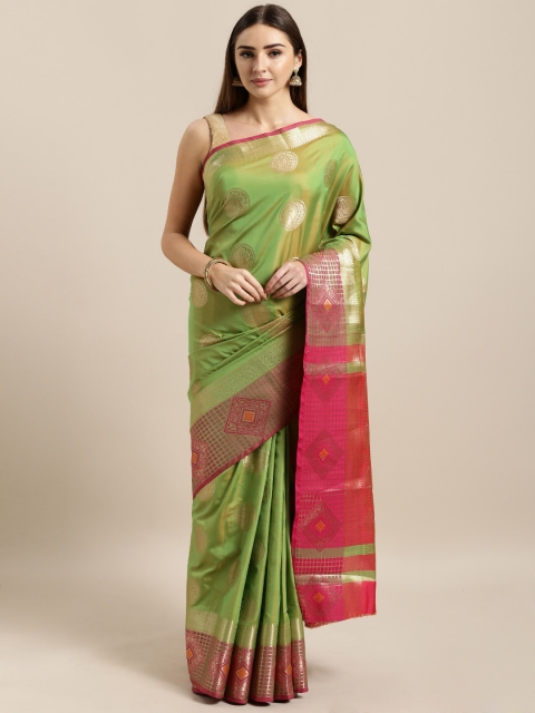 

Mitera Green Silk Blend Woven Design Banarasi Saree