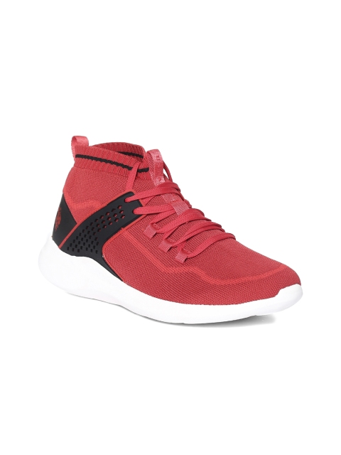 

U.S. Polo Assn. Men Red Colourblocked Textile Mid-Top Sneakers