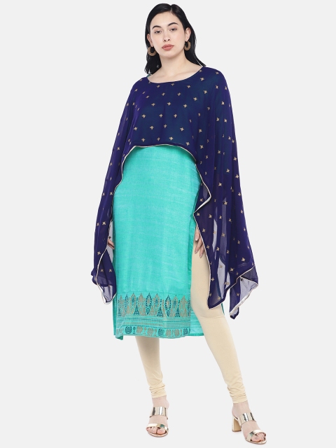 

Divina Women Green & Blue Printed Straight Kurta