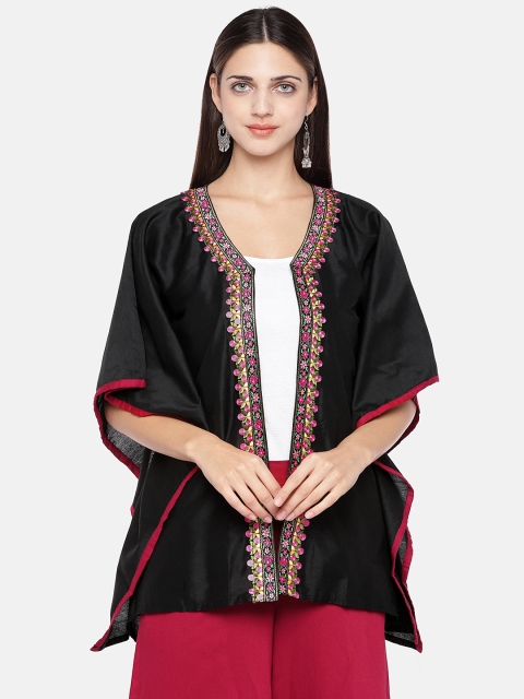 

Divina Women Black Solid Open Front Shrug