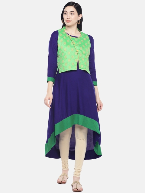 

Divina Women Blue & Green Printed Straight Kurta