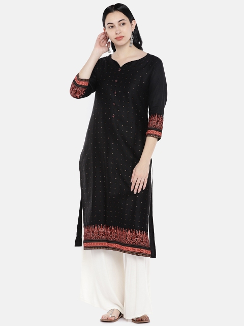 

Divina Women Black Solid Straight Kurta