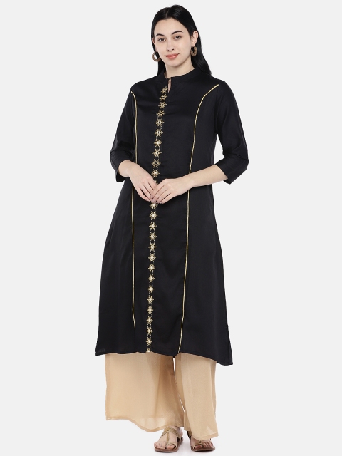 

Divina Women Black Embellished Straight Kurta