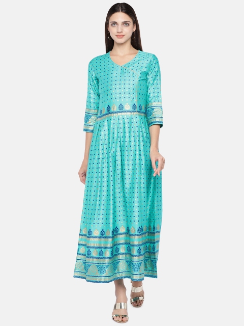 

Divina Women Sea Green Printed A-Line Dress