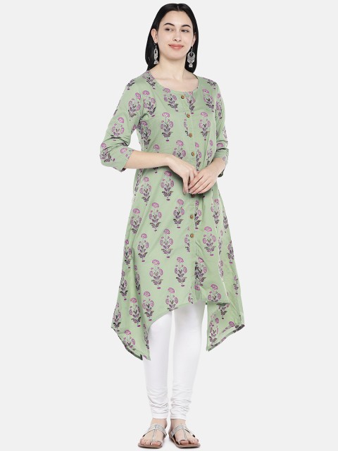 

Divina Women Olive Green Printed A-Line Kurta