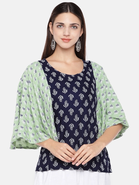 

Divina Women Navy Blue Ethnic Print Top