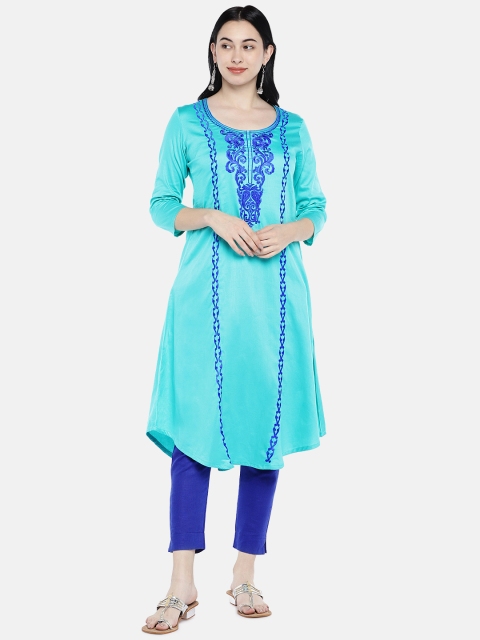 

Divina Women Sea Green Yoke Design A-Line Kurta