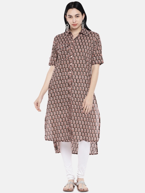 

Divina Women Brown & Off-White Printed Straight Kurta