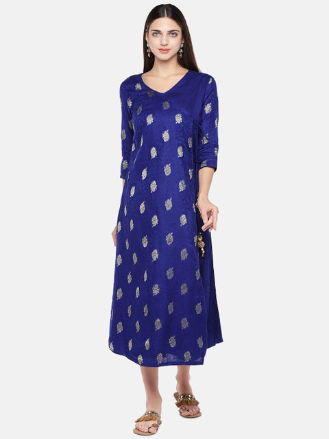 

Divina Women Blue Printed Wrap Dress