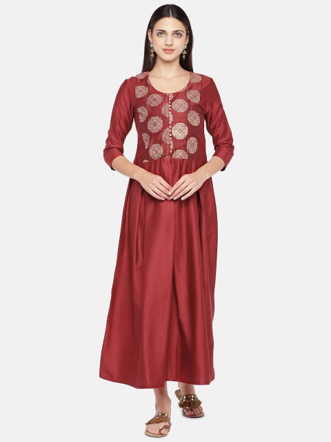 

Divina Women Maroon Printed Maxi Dress