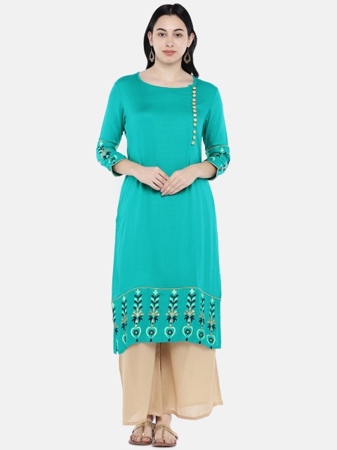 

Divina Women Green Solid Straight Kurta