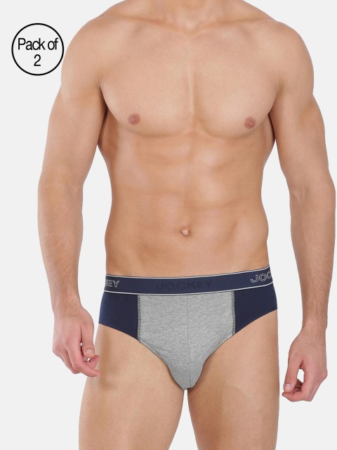 

Jockey Men Pack of 2 Navy Blue & Grey Melange Briefs 1999270-2