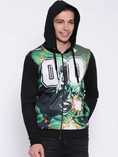 

Kook N Keech Marvel Men Green & Black Hulk Print Hooded Sweatshirt