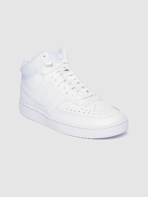 

Nike Women White Perforations Leather COURT VISION MID Mid-Top Sneakers