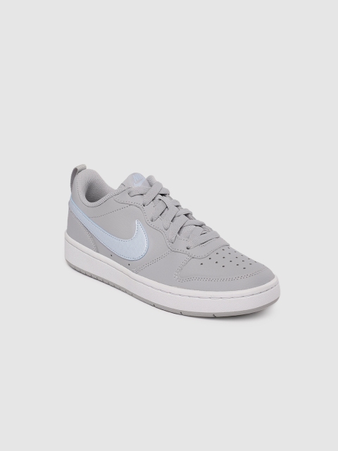 

Nike Girls Grey COURT BOROUGH LOW 2 EP (GS) Leather Basketball Shoes