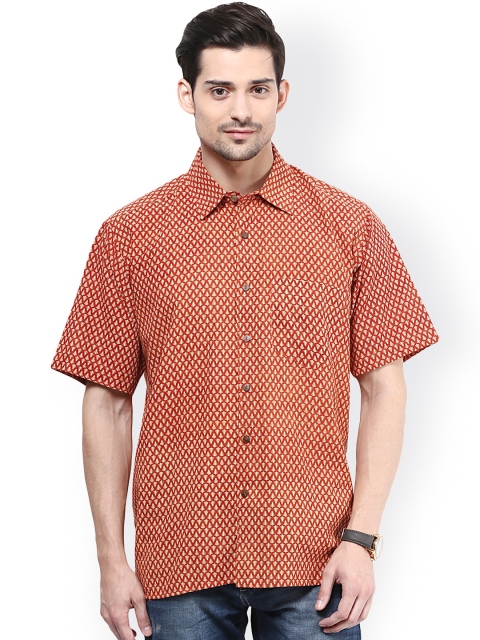 

Vivids India Rust Red Printed Casual Shirt