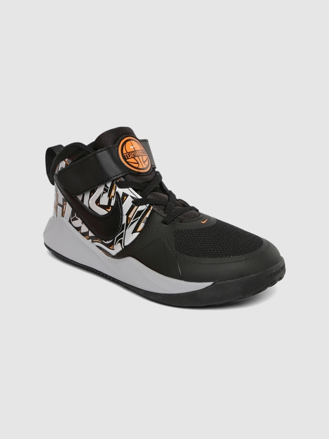 

Nike Kids Black & Grey HUSTLE D 9 GRFT Leather Mid-Top Basketball Shoes