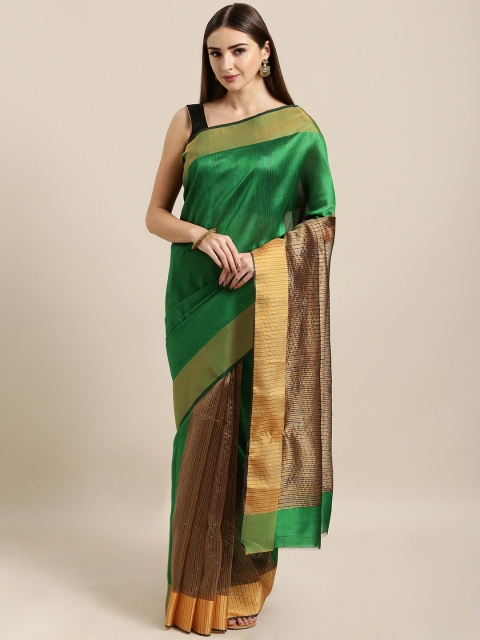 

KALINI Green Silk Cotton Solid Mangalagiri Saree