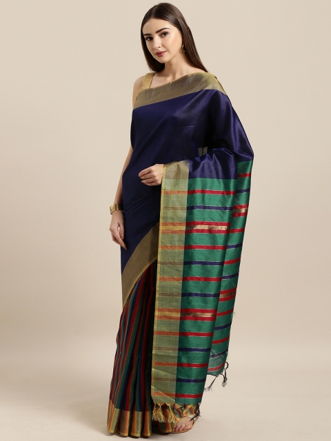 

KALINI Multicoloured Silk Cotton Striped Mangalagiri Saree, Multi