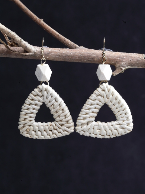 

PRITA Beige Triangular Drop Earrings