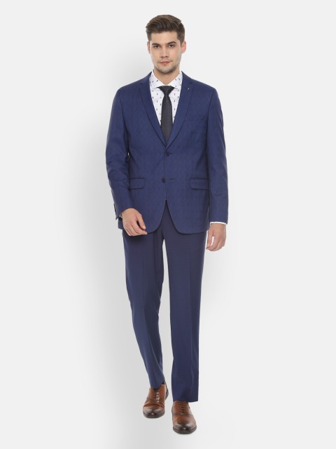 

Van Heusen Men Navy Blue Self-Design Single-Breasted Suit