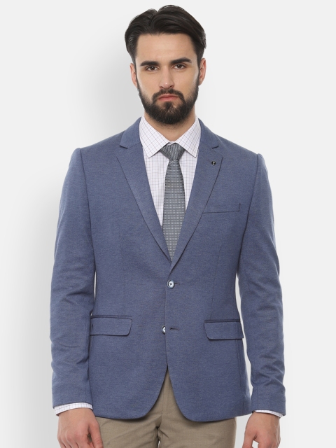 

Van Heusen Men Blue Slim-Fit Solid Single-Breasted Blazer