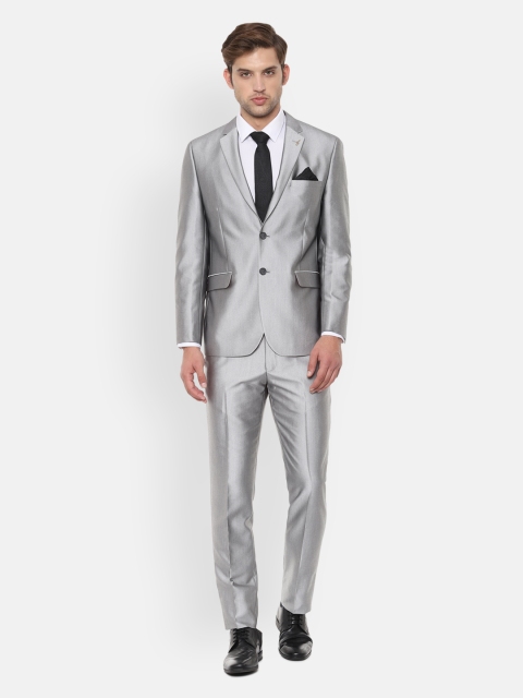 

Van Heusen Men Silver-Toned Solid Slim-Fit Single-Breasted Suit
