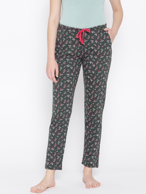 

Kanvin Women Olive Green & Pink Printed Lounge Pant