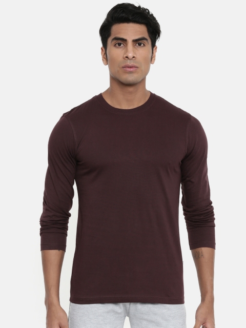

zebu Men Brown Solid Round Neck T-shirt