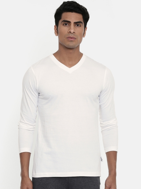

zebu Men White Solid V-Neck T-shirt