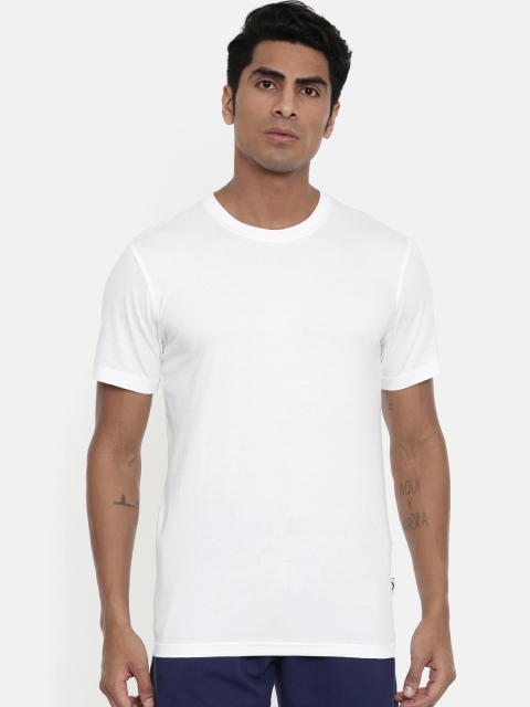 

zebu Men White Solid Round Neck Lounge T-shirt