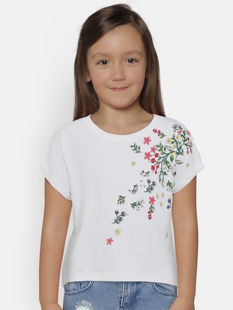 

Pepe Jeans Girls Off-White Printed Round Neck T-shirt