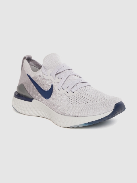 

Nike Men Grey Woven Design Epic React Flyknit 2 Running Shoes