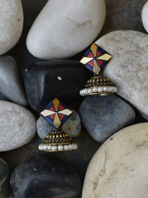 

Anetra Multicoloured Dome Shaped Jhumkas, Multi