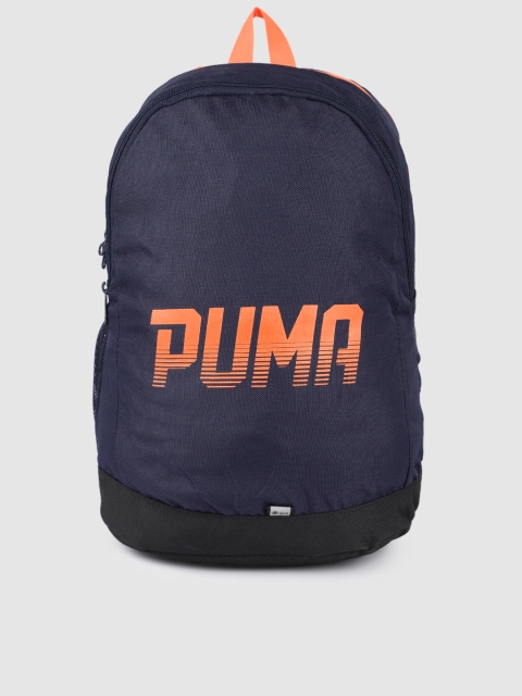 

Puma Unisex Navy Blue & Orange Brand Logo West Laptop Backpack