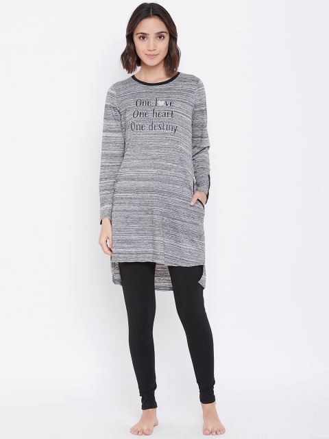 

Sweet Dreams Women Grey & Black Printed Night Suit