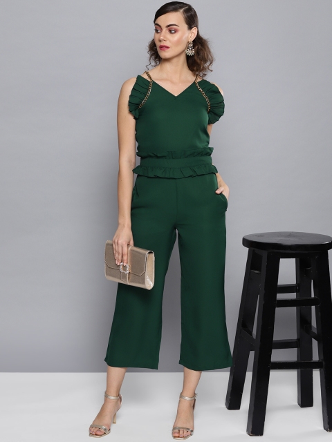 

STREET 9 Women Green Solid Culotte Jumpsuit