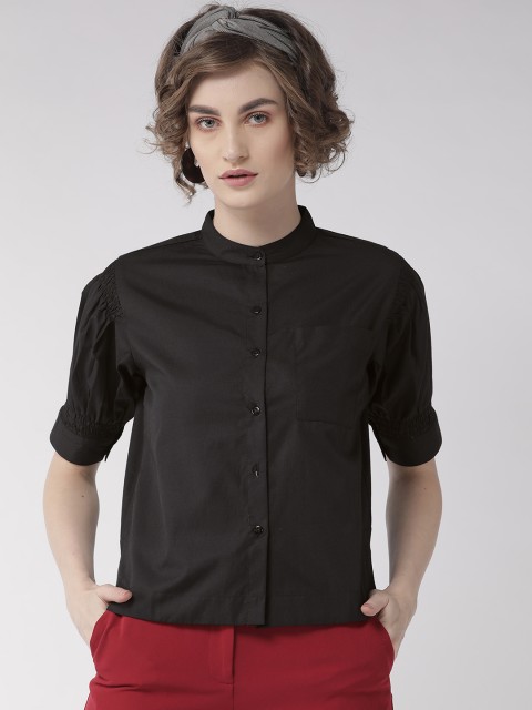 

Style Quotient Women Black Comfort Boxy Fit Solid Casual Shirt