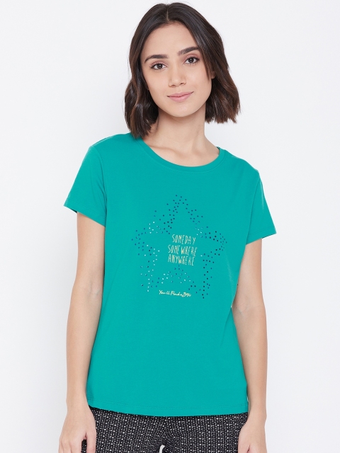 

Sweet Dreams Women Green Embellished Lounge T-shirt