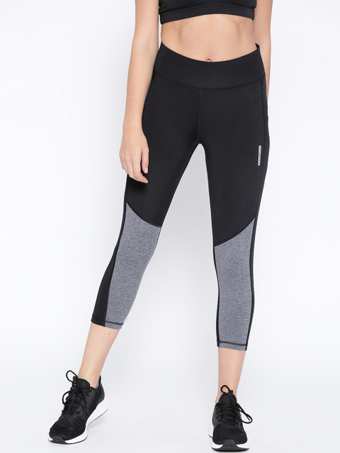 

Sweet Dreams Women Black & Grey Colourblocked 3/4th Workout Tights