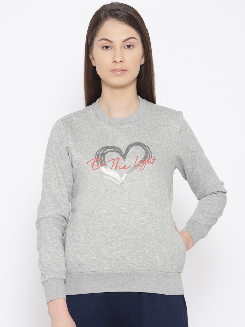 

Sweet Dreams Women Grey Melange Printed Lounge Sweatshirt