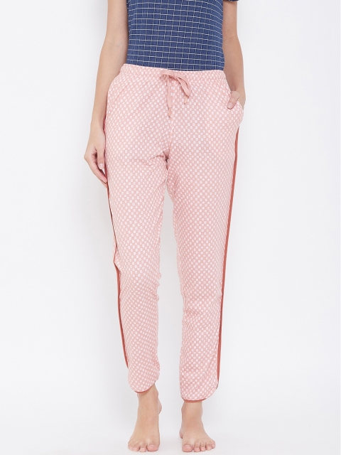 

Sweet Dreams Women Peach-Coloured Checked Lounge Pants
