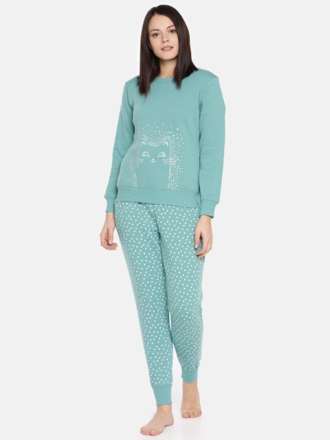 

Sweet Dreams Women Green Printed Night Suit