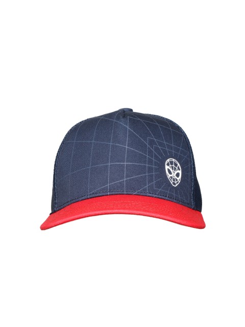 

ADIDAS Kids Navy Blue & Red Colourblocked Snapback Cap with Printed Detail