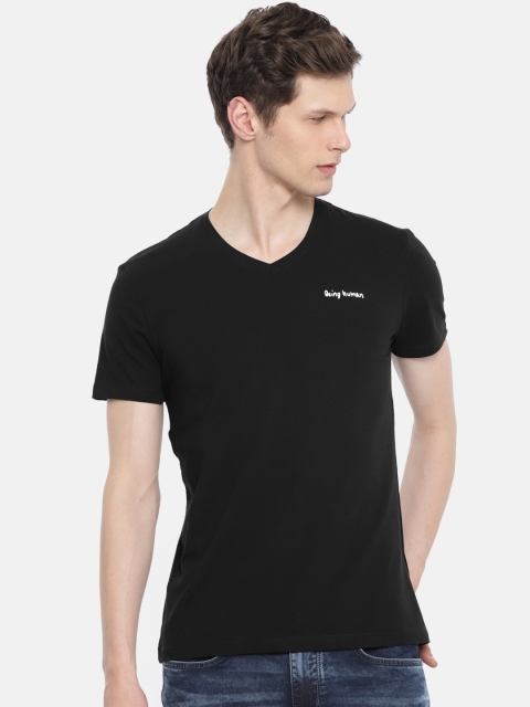 

Being Human Clothing Men Black Solid V-Neck T-shirt