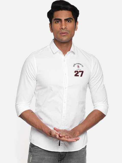 

Being Human Men White Slim Fit Solid Casual Shirt